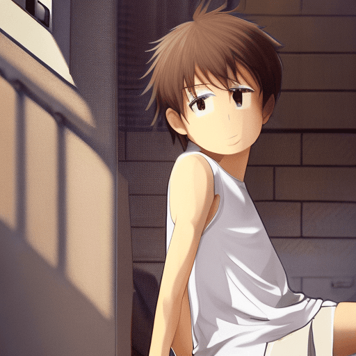 AI generated: Perfect anime ilustration, 1male, young, shota, brown hair, short hair, spiky hair, cute face, cute ...