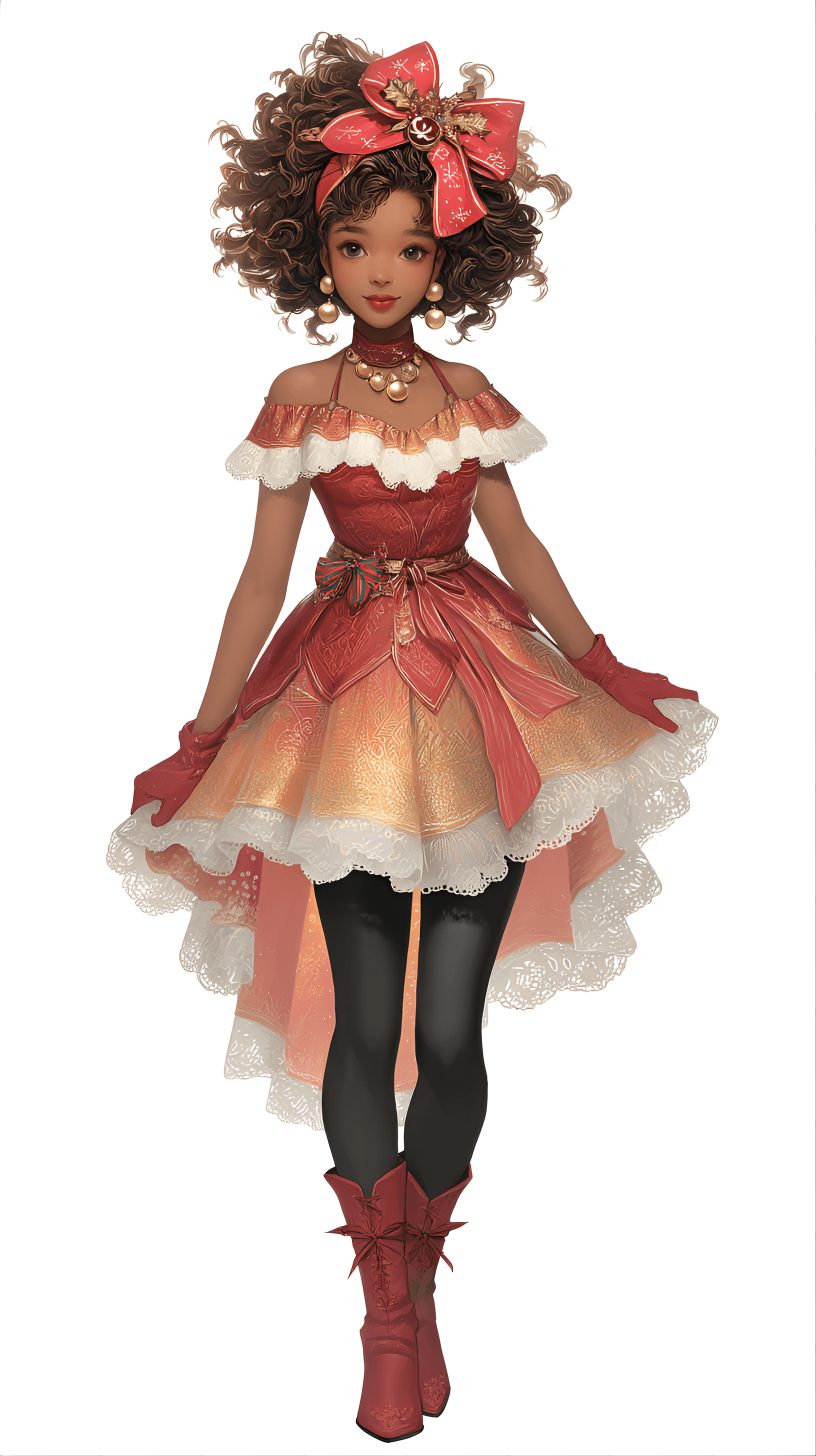 AI generated: stylized illustration of a young Black woman is depicted, centered and isolated against a transparen...