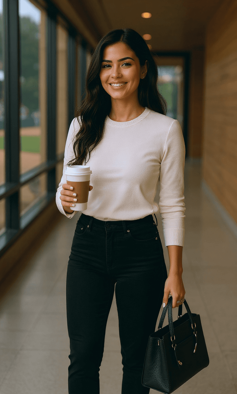 AI generated: ultra realistic lifestyle photo of a stunning 24 year old Latina influencer with long caramel brown ...