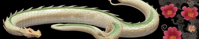 AI generated: a chinease dragon surrounded by flowers, the dragon has a long body akin to a snake, his long body c...