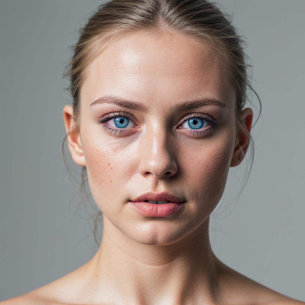 AI generated: a woman with blue eyes is posing for a picture, a character portrait by Slava Raškaj, featured on cg...