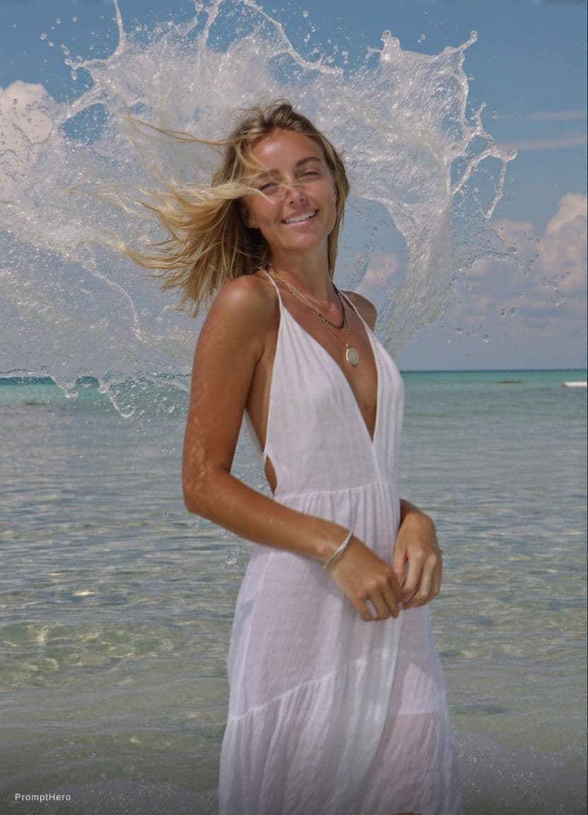AI generated: wearing white colour dress make the dress more short summer dress sexy bra style