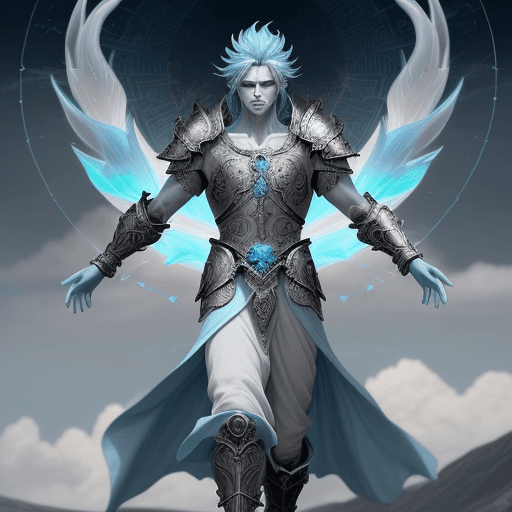 AI generated: Create a majestic and supernaturally neutral character based on the elements of the sky or wind. The...