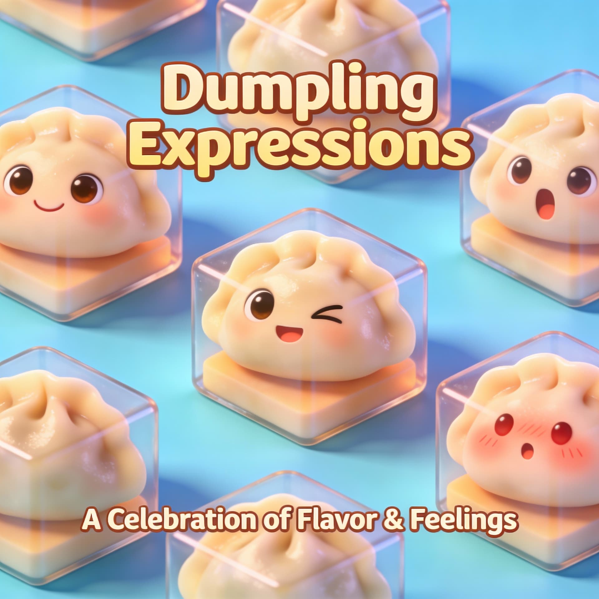 AI generated: A poster of different dumn faces in cubes, in the style of Pixar.