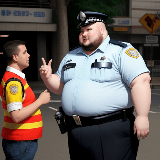 AI generated: A fat man's conversation with a traffic police officer