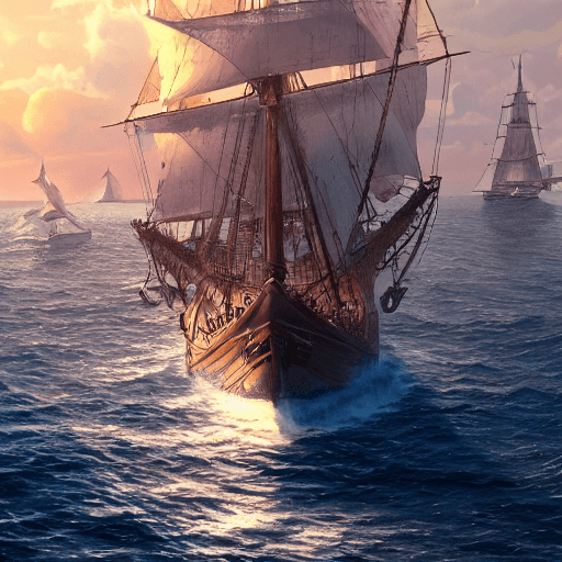 AI generated: photo of a ultra realistic sailing ship, dramatic light, pale sunrise, cinematic lighting, battered,...