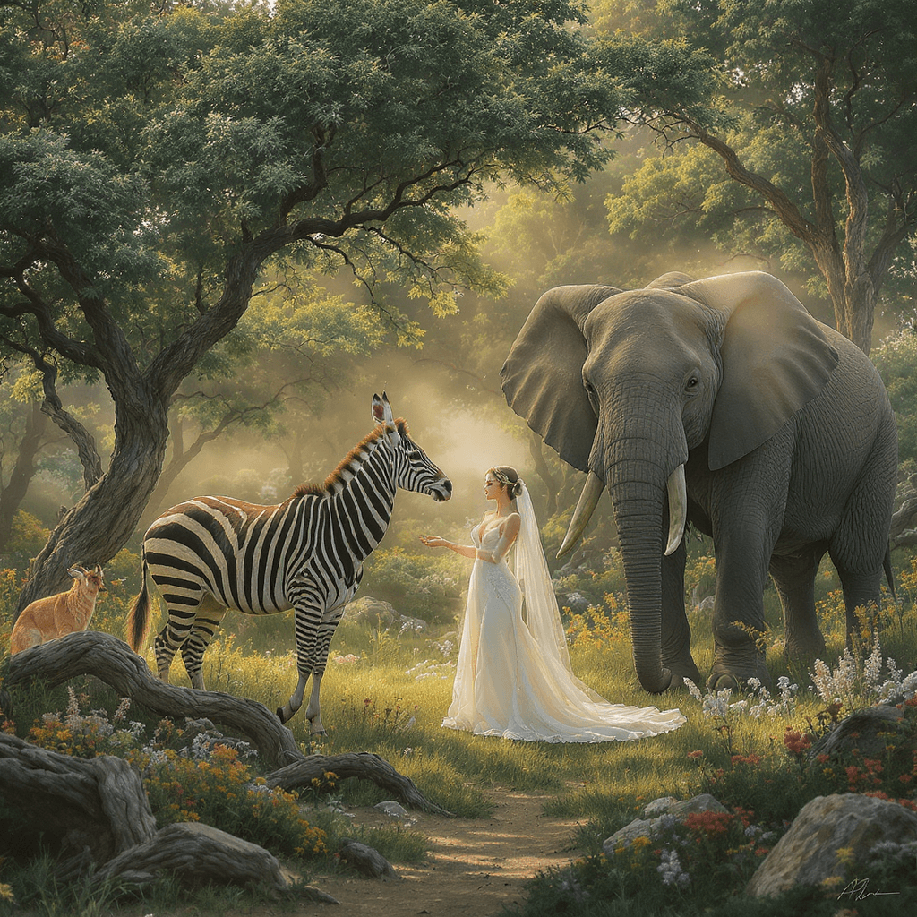 AI generated: thees with  wild animals