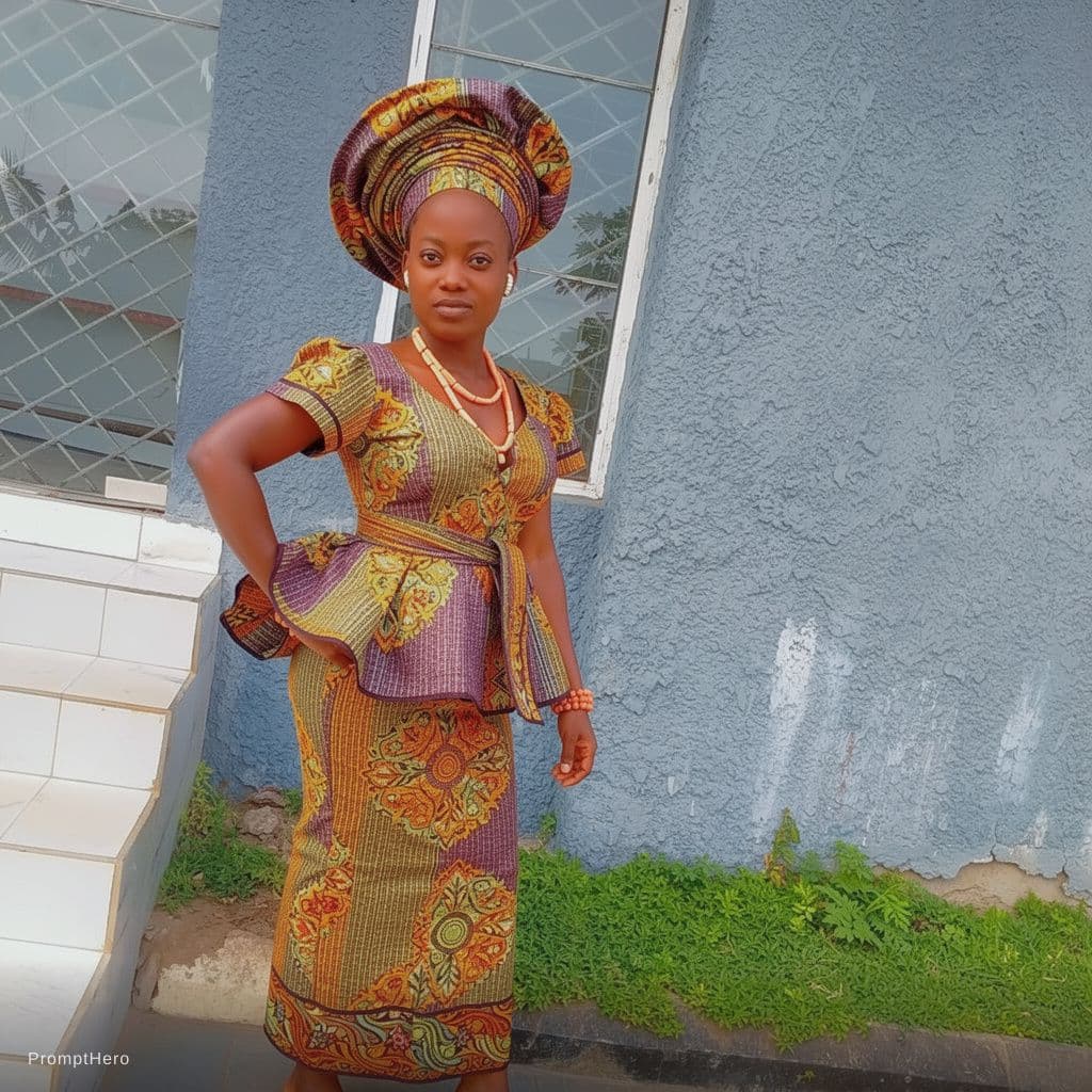 AI generated: A beautiful African lady dressed in Igbo cultural attire with no alteration to her appearance.