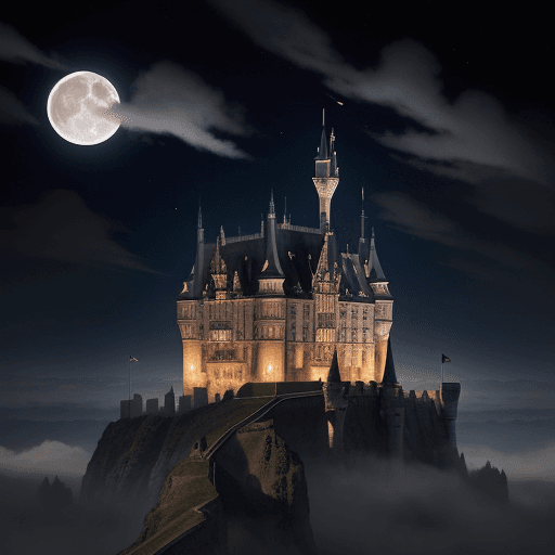 AI generated: This is the background on which the night is depicted, the moon shines, and small clouds. The huge c...