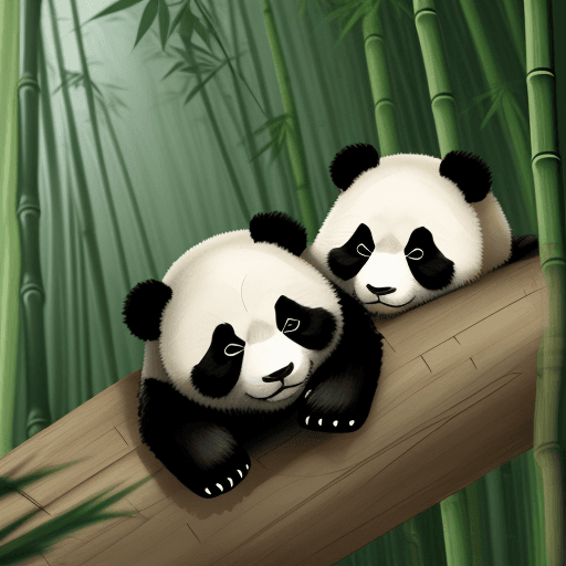 AI generated: A panda sleeping in a wild bamboo forest