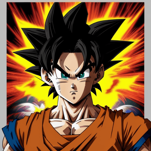 AI generated: dragon ball, portrait of goku, in the style of street art aesthetic, cute cartoonish designs, photo-...