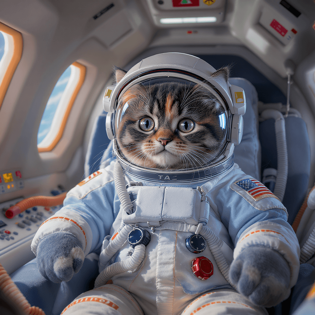 AI generated: Ralistic, ((Masterpiece, best quality) ), cute cat in astronaut suite space, Ultra-High-Definition, ...