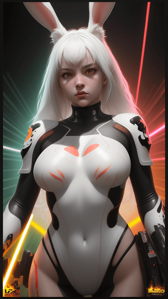 AI generated: best 4d quality,ultra-detailed,realistic,vivid colors,studio lighting,sharp focus,Overlay rabbit gir...