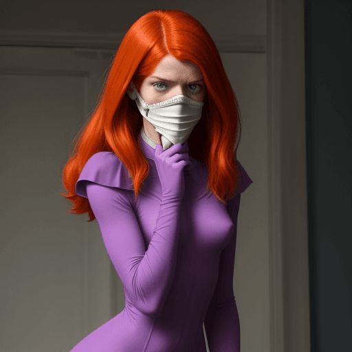 AI generated: Rose Leslie gagged, dressed as Daphne Blake
