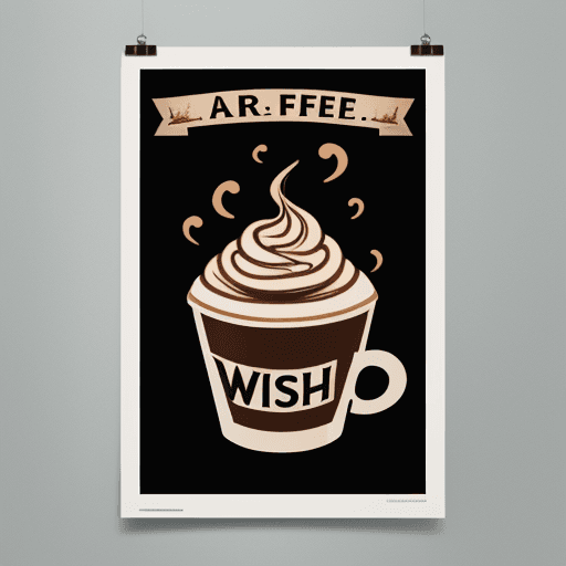 AI generated: a poster , have "wish coffee" on it