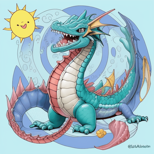 AI generated: happy  baby ocean dragon coloring book just the art lines 