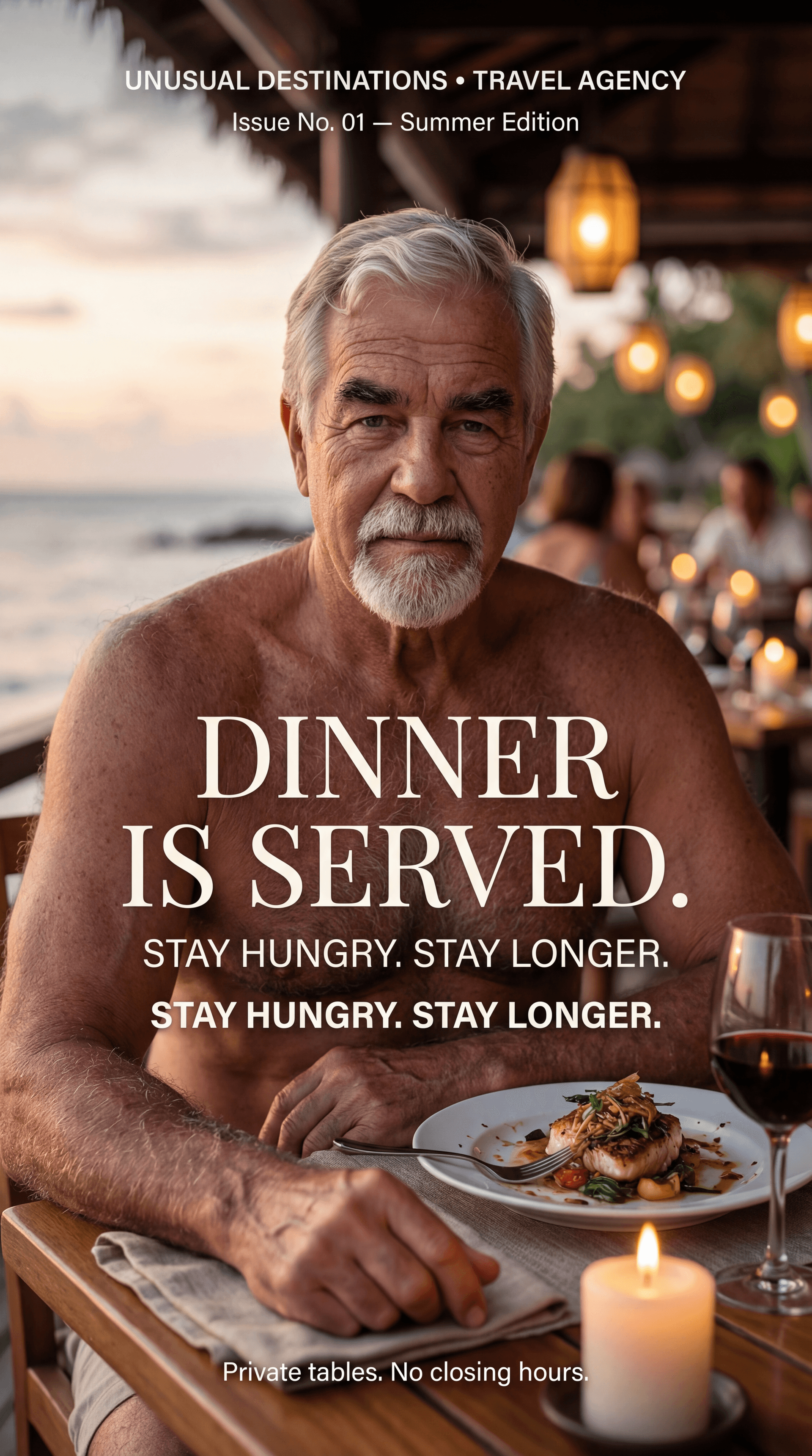 AI generated: ULTRA-REALISTIC PREMIUM TRAVEL AGENCY MAGAZINE COVER (vertical poster, 9:16).
High-end editorial tra...