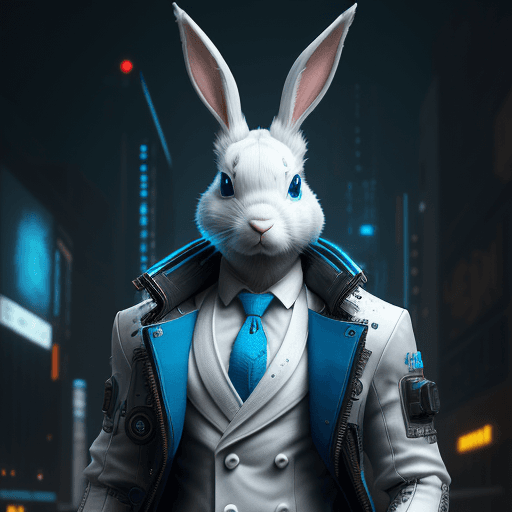AI generated: anthropomorphic cyberpunk rabbit| hyperrealism| highly detailed| intricate details| unreal engine| w...