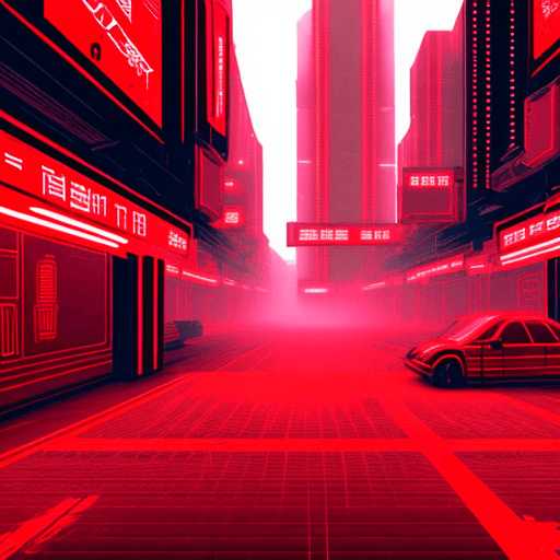 AI generated: ai background in cyberpunk style and red colour