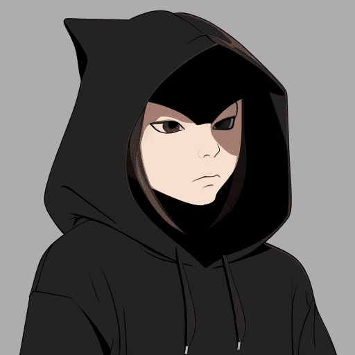 AI generated: Imagine, A character wearing black hoodie, simple, vector, flat design, 