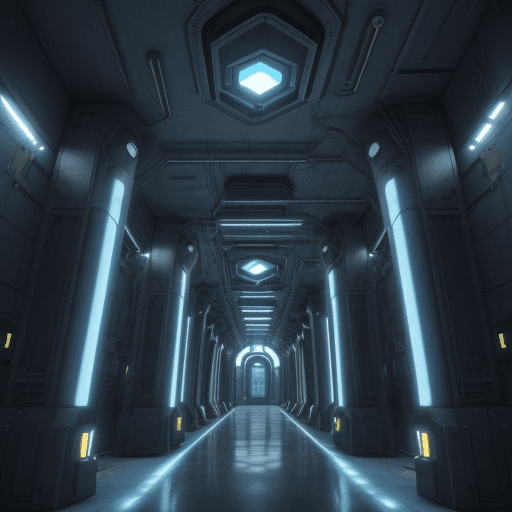 AI generated: interior of service secret center of ondonia 41 th sub station atlante place, planet megalian. alien...