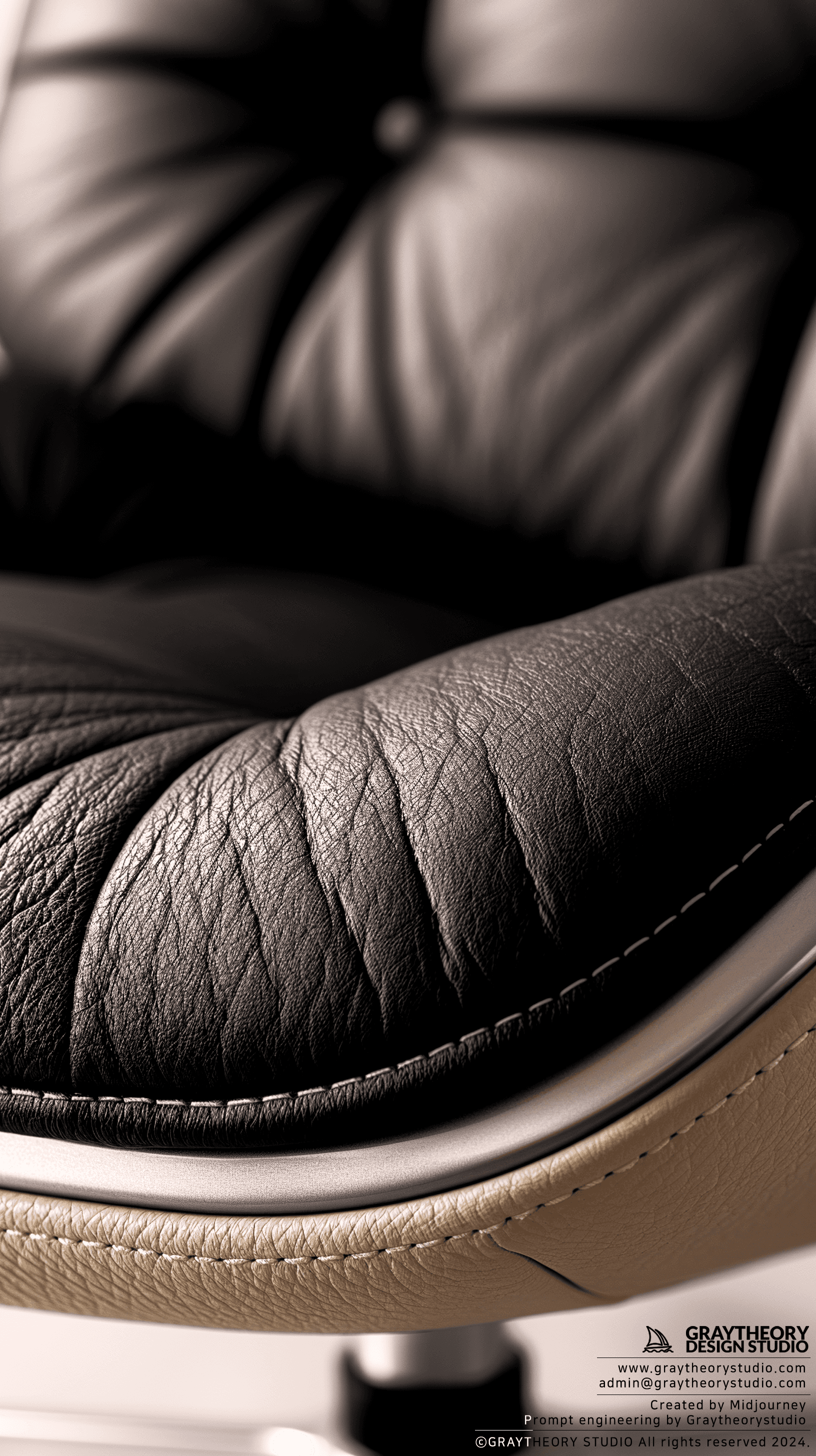 AI generated: modernism chair, white studio setting, leather texture