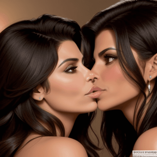 AI generated: eva longoria morena baccarin lesbian kissing each other long haired version