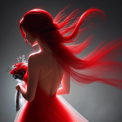 AI generated: ethereal photography,A striking scale representation of cyans and reds of a woman's silhouette from ...