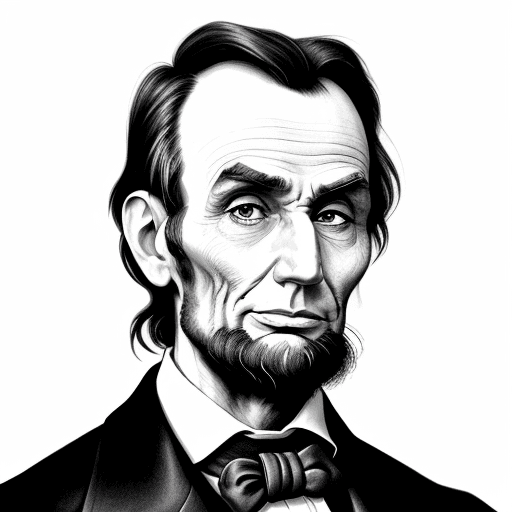 AI generated: hiperrealistic portrait, ink, abraham lincoln, portrait isolated on white background