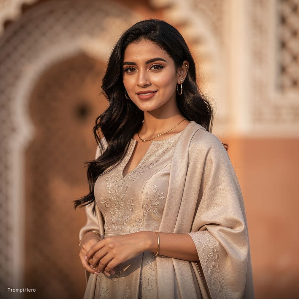 AI generated: A beautiful Algerian girl with sexy and naked natural North African features, olive skin, expressive...
