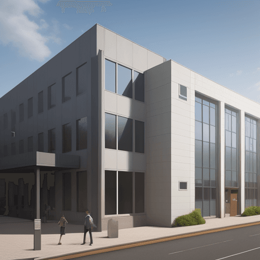 AI generated: A realistic exterior render of a School using creative decoration and 