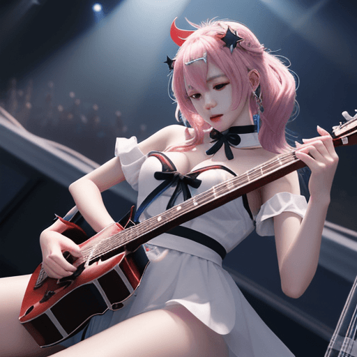 AI generated: Honkai Star Rail's illustration of several musicians with supernatural powers through his musical in...