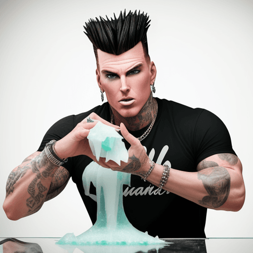 AI generated: rapper 'vanilla ice' sculpting a vanilla bean out of ice