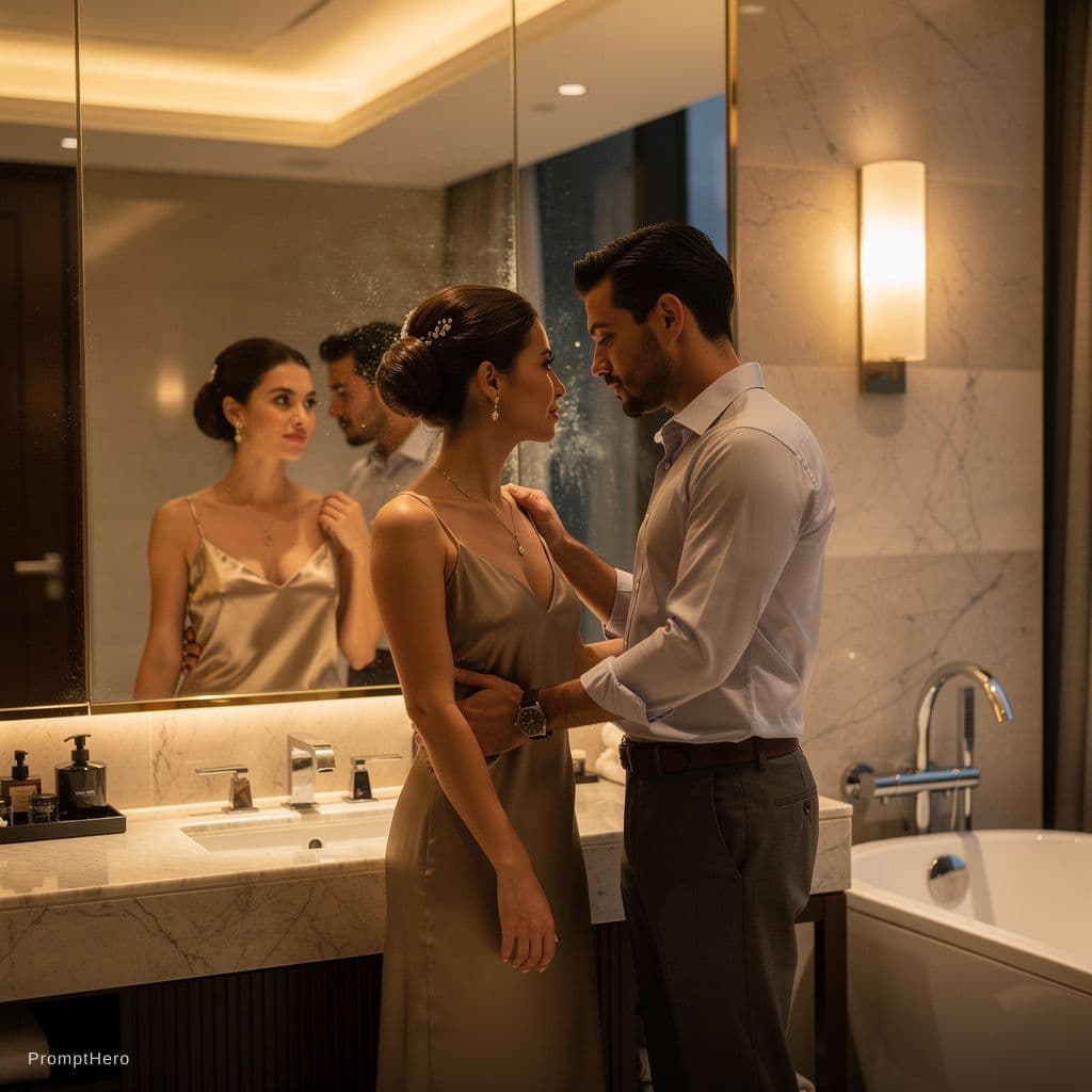 AI generated: Hot girl in bath shover no cloth with boy and press bobs