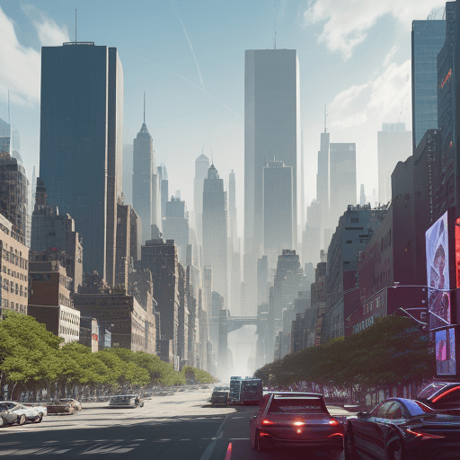 AI generated: /imagine prompt: An ultra-high-definition image themed around robots or AI, set in New York City on ...