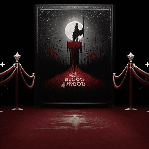 AI generated: Make some lights that are blurred in the background, add a canvas Directors Chair and a red carpet w...