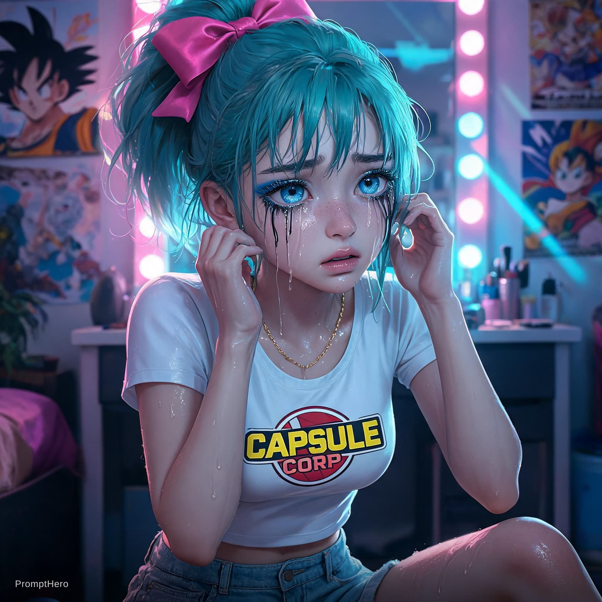 AI generated: Retrato de una chica anime con una expresión ultra detallada y emotiva, al estilo cinematográfico hi...