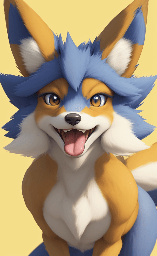 AI generated: , solo, anthro, pokemon, mammal, fox, nintendo, pokemon species, blue eyes, hi res, fur, tongue, vid...