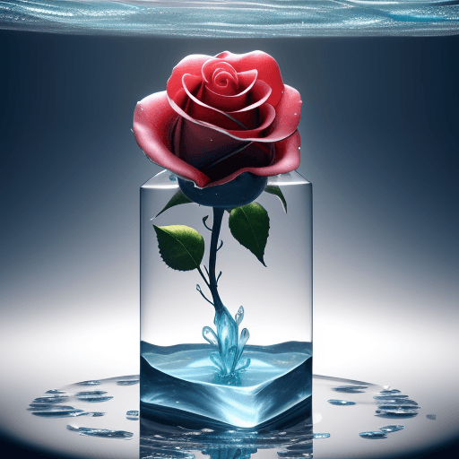 AI generated: A rose made of water, crystal clear and very creative, each petal is made of water, high-definition,...