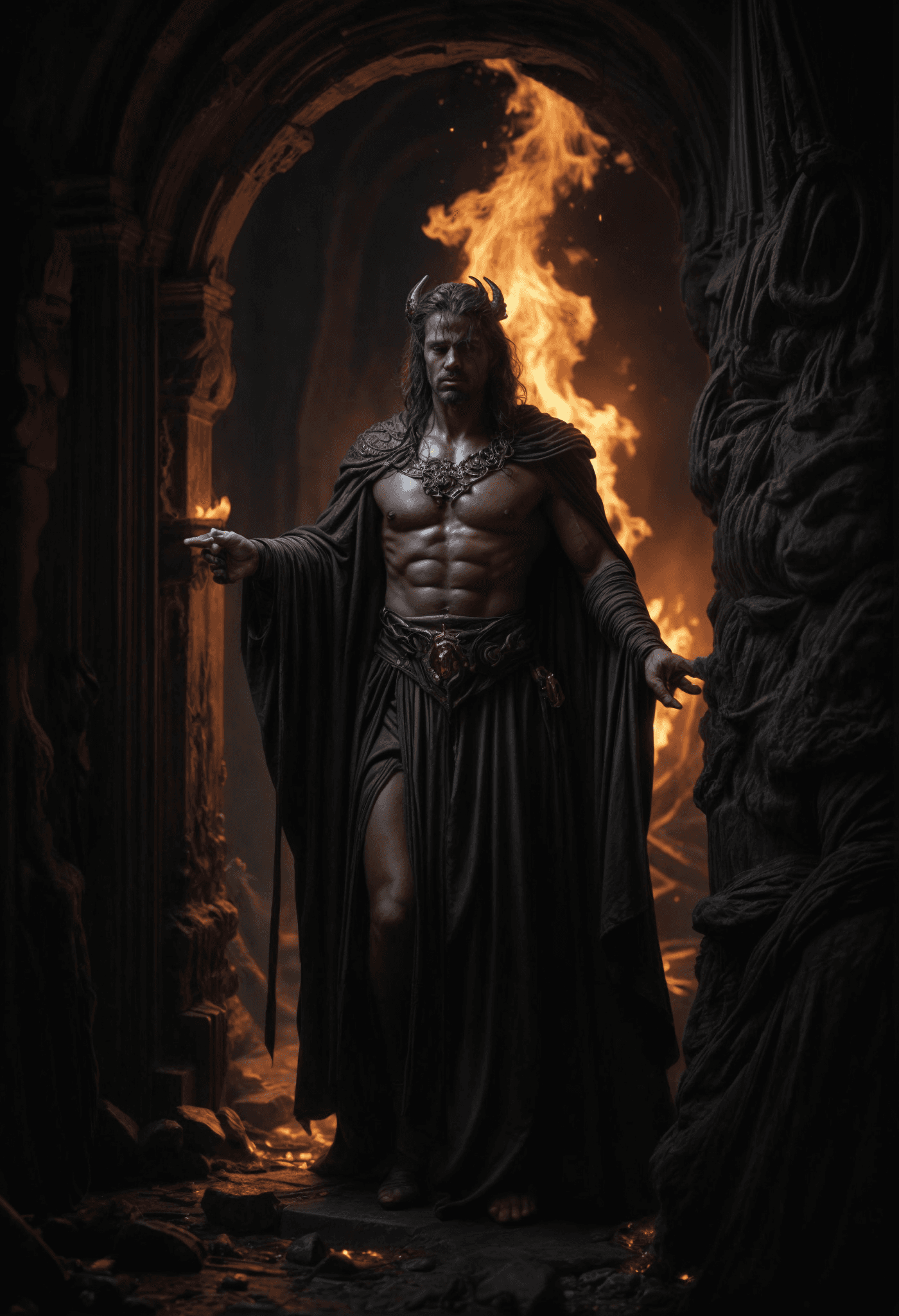 AI generated: portrait of hades,at the portal to his realm,8k ,