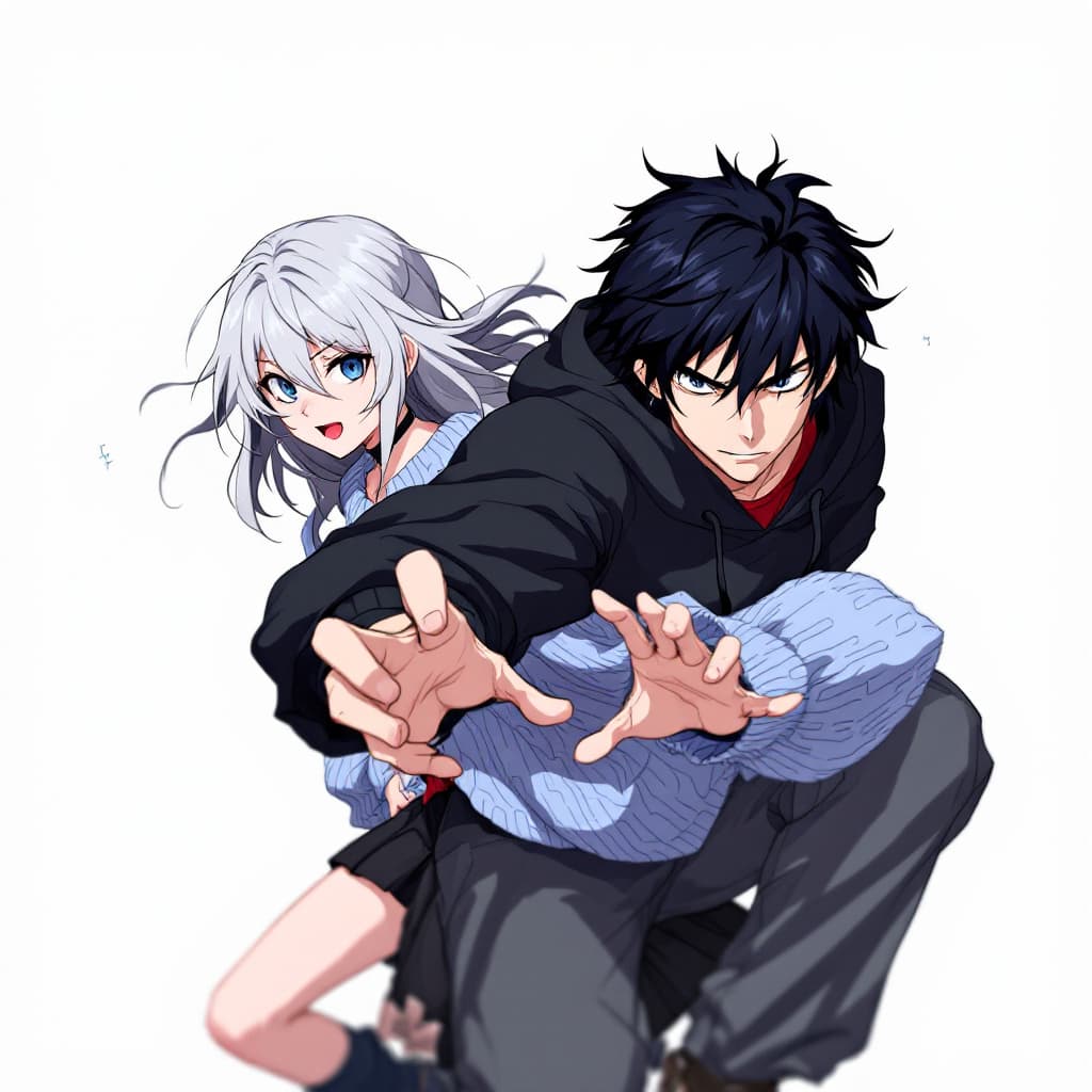 AI generated: A high-quality anime-style digital illustration featuring two characters, a male and a female, in a ...