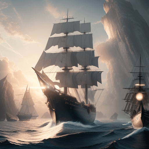 AI generated: Photo of a ultra realistic sailing ship, dramatic light, pale sunrise, cinematic lighting, battered,...