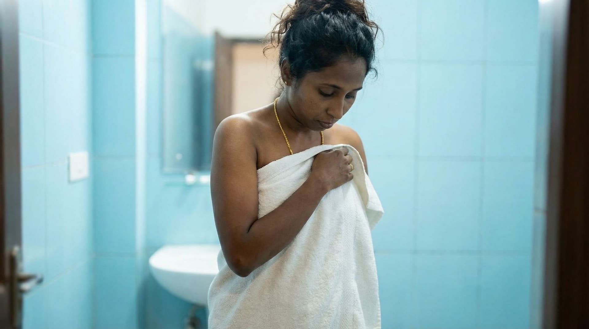AI generated: She removed her saree, blouse, bra, and panties, and was naked.