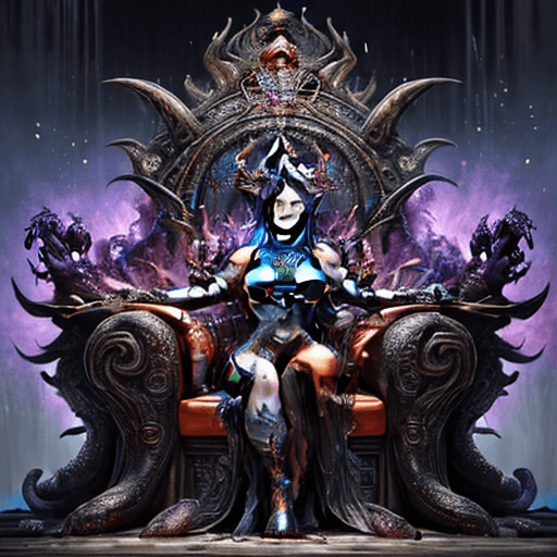 AI generated: wet shirt (see through)  Smiling Dark Puppet Surrounded By Monsters, Orochi, colorful masterpiece, 1...