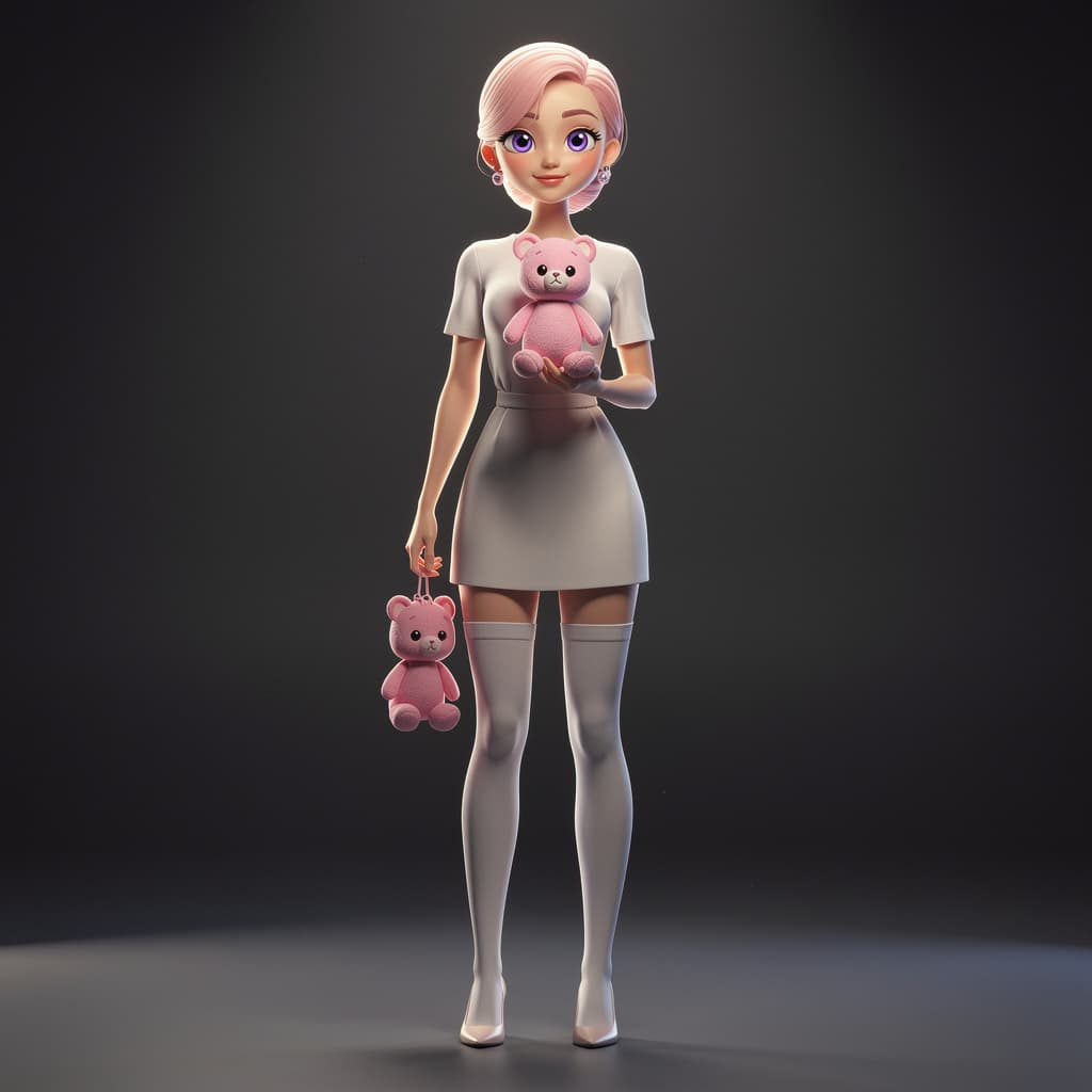 AI generated: professional 3d model <lora:CivChan:1>coll-civchan, 1girl ,solo ,thighhighs, breasts, pink hair ,cov...