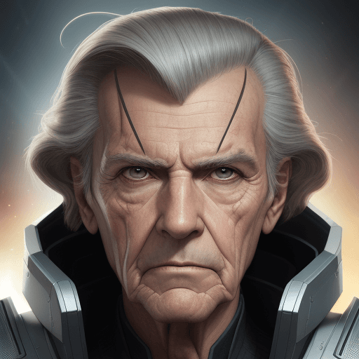 AI generated: a portrait of an old banquier in 32 century, photo with highly detailed face