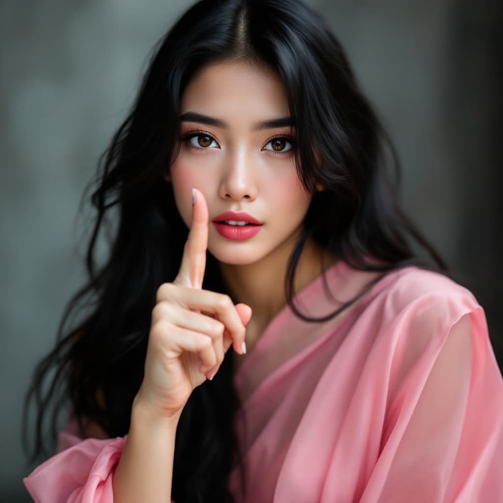 AI generated: The image shows a striking Indonesian girl with a slender physique, exuding confidence and intellige...