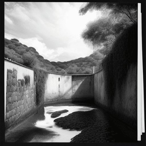 AI generated: arte aftracto de paisaje en blanco y negro
