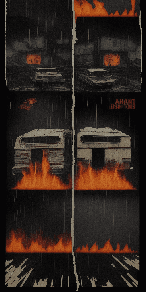 AI generated: (4k4d rfktrstyle "Toast is burning' and the rain keeps pouring'"), Glitch Distortion, ((inked origin...