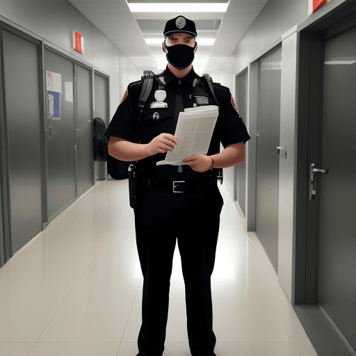 AI generated: a security guard are patrolling, and there is a patrol reader in his hand